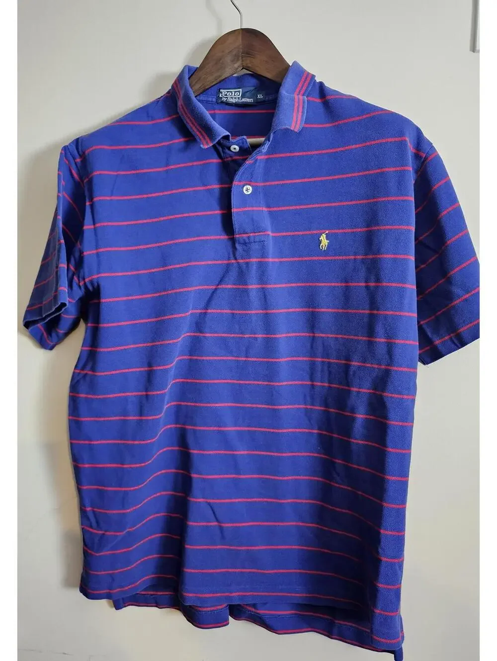 Lacoste Polo Shirt Dark Blue Mens Size XL Stripes Cotton